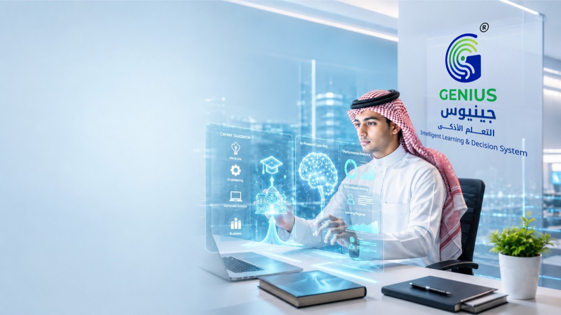 صورة مفاهيمية لتوظيف الذكاء الاصطناعي وتحليلات التعلّم في تجربة تعليمية